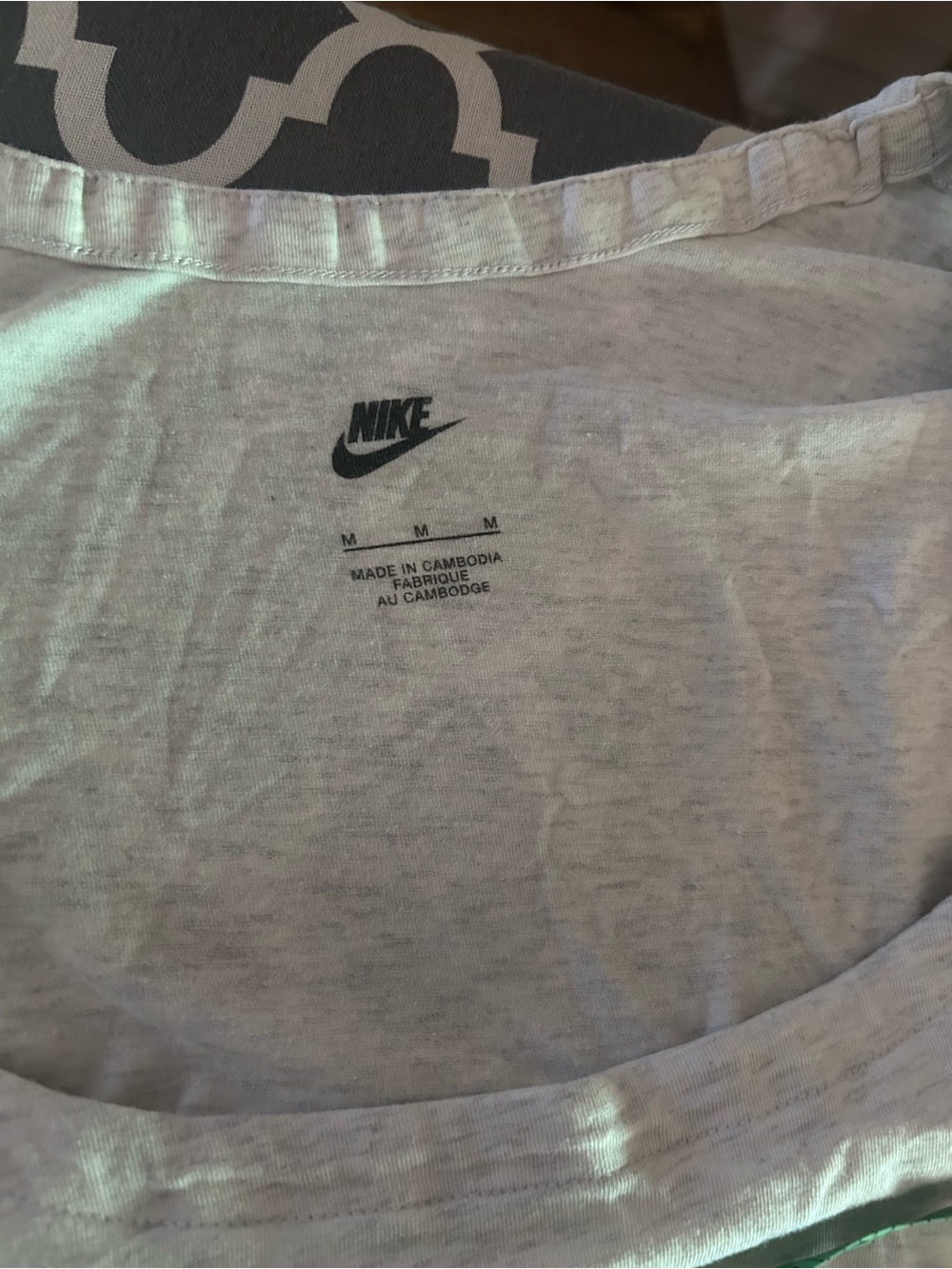 Nike Light Heather Gray Ruched Scoop Square Neck Crop Top - Picture 2 of 4